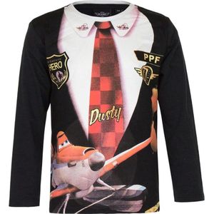 Planes zwart longsleeve met stropdas