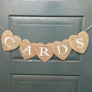 Jute vlaggenlijn Cards met witte letters - slinger - banner - cards - jute - decoratie