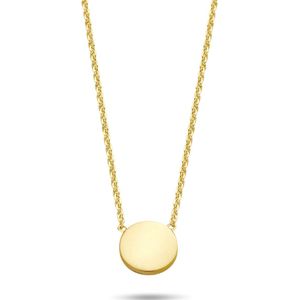 New Bling 9NB 0341 Zilveren Collier met Rondje - 38 + 5 cm - Rondje - Zilver - Ankerschakel - Goudkleurig