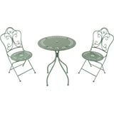 AXI Marilou 3-delige metalen Bistroset Romantisch Pastelgroen – Gepoedercoat metalen frame – Balkon-set 2 stoelen en tafel