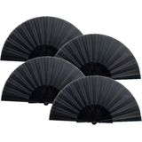 Set van 4x stuks spaanse Handwaaier zwart 23 x 43 cm - Voordelige verkoelings waaiers voor de zomerse themperaturen