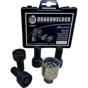 Velgenslot - Wielslot geschikt voor de Volkswagen Golf V 2004-2008 - Kleur zwart - Merk Dragonslock - Verzinkt - Zwart Gecoat