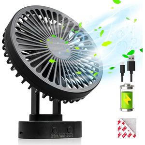 Stille USB-ventilator met magnetische tafelventilator - 3600 mAh - 3 versnellingen - Draagbaar - Plafondventilator - Kleine ventilator - Persoonlijk huis kantoor keuken auto - Zwart