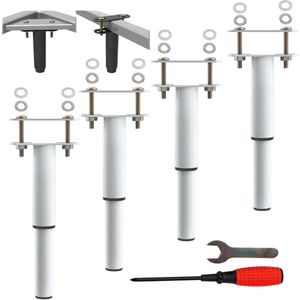 Verstelbare Tafelpoten-Lattensteunpoten-Meubelpoten-T-vorm-Metalen Meubelsteunpoten-Bank-Bed-Kast 4 Wit 25-43 cm