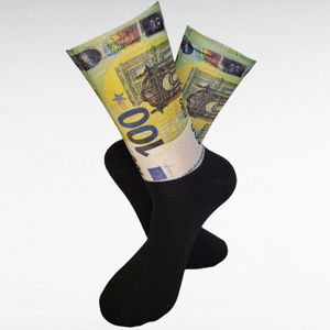 Verjaardags cadeau - 100 euro - Geld sokken - Print sokken - vrolijke sokken - Honderd euro sokken - Vrolijke sokken - grappige sokken - leuke dames en heren sokken - moederdag - vaderdag - Socks waar je Happy van wordt - Maat 41-45