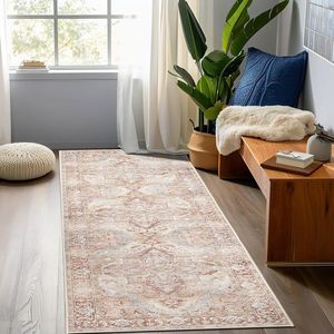 60 x 300 cm tapijt loper hal steenrood opvouwbaar tapijt vintage tapijten antislip tapijt retro elegant loper tapijt keuken woonkamer slaapkamer eetkamer wasruimte