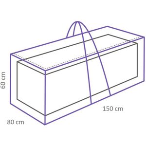 Winza outdoor cover - kussentas - 150x80x60 -720ltr - met rits - met draaghandels - donkergrijs