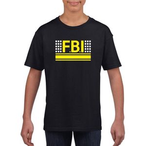 Politie FBI logo zwart t-shirt voor jongens en meisjes - Geheim agent verkleedkleding 122/128