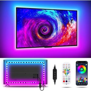 LED Strip Lichten voor TV 5M, RGB TV Achtergrondverlichting voor 32-75 inch TV, Synchronisatie met TV, Slimme APP Besturing, Afstandsbediening, TV Achterlichten [Energieklasse A]