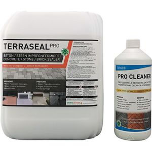Terraseal Pro 10L + 1L Tergeo Pro Cleaner - Tuintegels impregneren - Tegel impregneer - Terras impregneren - Nano coating - Terras waterdicht maken - Natuursteen impregneren - Terrasreiniger groenaanslag