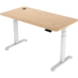 Zit sta bureau elektrisch verstelbaar NPR | Bureaublad 160x80 cm | Hoogte 65 - 130 cm | Wit - Naturel eiken | Memory Functie