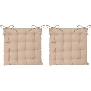 Atmosphera Tuintoelkussen - 2x - beige - katoen - 38 x 6 cm - zitkussen