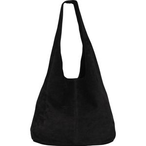 AmbraModa WL818 - Dames handtas, schoudertas, shopper van suède leer - Zwart