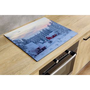 Inductiebeschermer - Winterhuisje - 85x52 cm - Inductiebeschermer - Inductie Afdekplaat Kookplaat - Inductie Mat - Anti-Slip - Keuken Decoratie - Keuken Accessoires