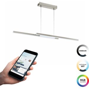 EGLO connect.z Fraioli-Z Smart Hanglamp - 105,5 cm - Grijs/Wit - Instelbaar RGB & wit licht - Dimbaar - Zigbee