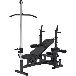 Gorilla Sports Fitnessbank met Lat Pulley - Krachtstation - Zwart