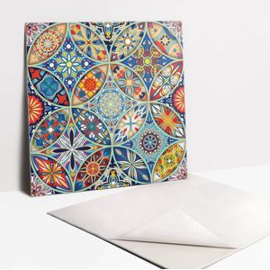 Tulup PVC Tegels - Oosterse Wielen Vinyl Tegels - 30 cm x 30 cm - Veelkleurig Zelfklevende Vinyl Tegels - Verpakking van 9 stuks - Vintage Plaktegels - Vinyl Wandtegels - Plaktegels keuken en Badkamer