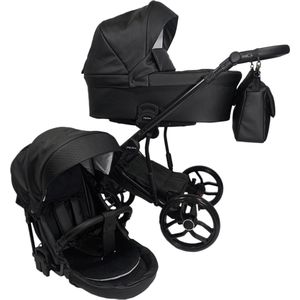 P'tit Chou Solido Black - Complete 3 in 1 Kinderwagen set - Buggy + draagmand + autostoel - Incl. Accessoires