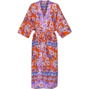 Kimono - Bloemenprint - Oranje/Lila - Summer - 100% Rayon - Maat M