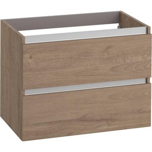 Saqu Gaia Slimline Wastafel Onderkast - 80x39.5 cm - Toffee - Badkamerkast - Wastafelmeubel met Uitsparing