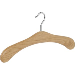 De Kledinghanger Gigant - Garderobehanger - Jassenhanger - 506EH-58 - 24 Stuks - Bruin - Naturel Gelakt - Eikenhout - Chromehaak - 45 cm - Kledinghanger - Kleerhanger (506EH_58_M/24)