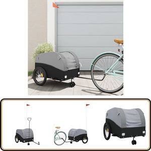 vidaXL Fietstrailer 45 kg zwart en grijs Fietstrailer - Fietstrailers - Fiets Trailer - Fiets Duwkar