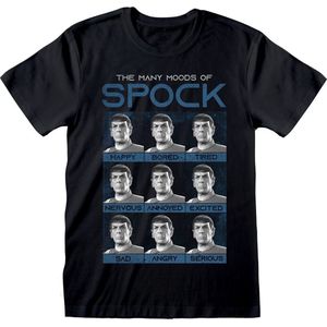 Uniseks T-Shirt met Korte Mouwen Star Trek Many Mood Of Spock Zwart - M