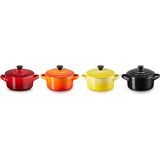 Le Creuset Aardewerken mini braadpannetjes set van 4 stuk Fire & Flame