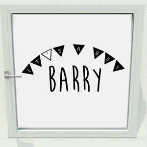 Geboorte Sticker It's A Boy Met Naam - Oranje - 60 x 25 cm - raam en deur stickers - geboorte stickers