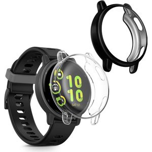 kwmobile 2x smartwatch hoes geschikt voor Garmin vivoactive 5 / active 5 hoesje - Siliconen sporthorloge cover - Activity tracker case in transparant / zwart