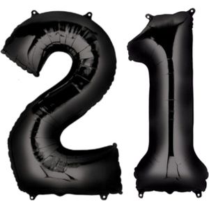 Cijfer Ballonnen Ballon Cijfer 21 Verjaardag Versiering Feest Helium Ballonnen Cijferballon Folieballon Zwart Xl Formaat