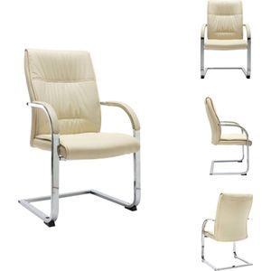 vidaXL Zwevende Kantoorstoel - Ergonomisch ontwerp - Kunstleer - Crème - 58 x 67.5 x 102 cm - Met Armleuning - Bureaustoel