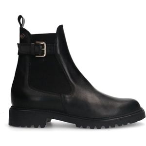 No Stress - Dames - Zwarte leren chelsea boots met gesp - Maat 37