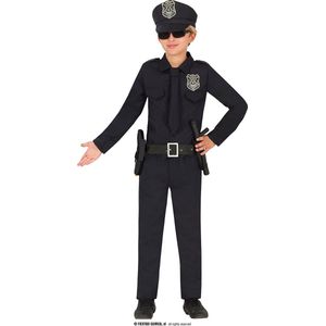 Guirca - Politie & Detective Kostuum - Politie Man Big City Sam Kind Kostuum - Zwart - 7 - 9 jaar - Carnavalskleding - Verkleedkleding