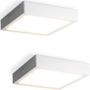 Set van 2 Carolina opbouwspots vierkant - 12 Watt 1160 Lumen - Wit - 2700K warm wit - LED downlight - IP20 stofdicht - 160mm