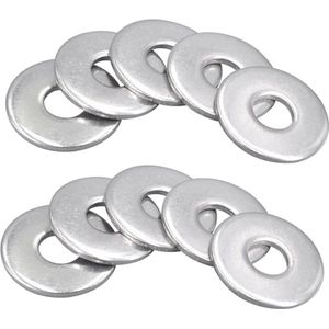 RVS - inox DIN 125A A2 carroseriering, sluitring, rondel, binnen diameter 5 mm, buiten diameter 9 mm. 10 stuks.