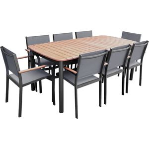 sweeek - Complete tuinset, vlinder tuintafel 190/250cm+ 8 fauteuils