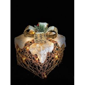 Christmas Gift Box With Light Large 33 cm hoog - kerstpakje - LED verlichting - glitters - handgemaakt - figuur - kerststukje - kerstdecoratie - kerstitem - accessoire - interieur - geschenk - gift - cadeau - kerst - nieuwjaar – verjaardag