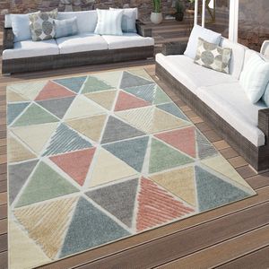 Paco Home Vloerkleed Voor Terrassen Binnen En Buiten Ruitpatroon Modern Geometrisch Design Bont 60x100 cm