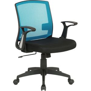 Bureaustoel - Kantoorstoel - Mobiel - Verstelbare armleuning - Microvezel - Blauw/zwart - 62x52x97 cm