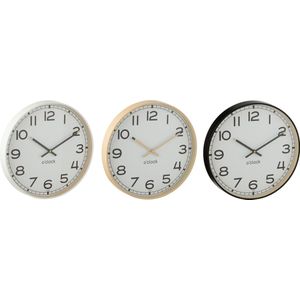 J-Line wandklok Rond - kunststof - beige/wit/zwart - small - 3 stuks