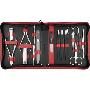 16-delige manicure-pedicureset in kunstlederen etui handig en zacht - complete set voor hand- en voetverzorging met Solingen kwaliteit