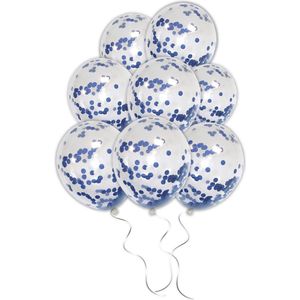 LUQ - Luxe Donker Blauwe Confetti Helium Ballonnen - 10 stuks - Verjaardag Versiering - Decoratie - Latex Ballon Blauw