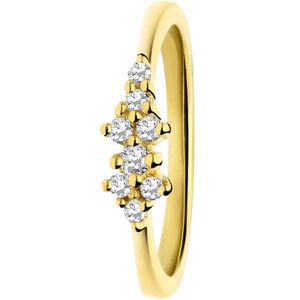 Lucardi - Dames Zilveren ring asymmetrisch zirkonia - Ring - 925 Zilver - Goudkleurig- 15.5 / 48 mm