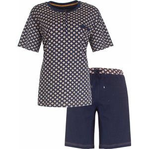 Medaillon Dames Shortama - Slaapset - 100% Katoen - Blauw - Maat S