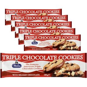 6 Verpakkingen Merba Triple Chocolate Cookies á 180 gram - Voordeelverpakking Snoepgoed