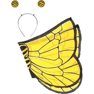Bijtje/bijen verkleed set - vleugels en diadeem - geel - kinderen - carnaval verkleed accessoires