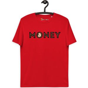 Bitcoin Money T-shirt - Unisex - 100% Biologisch Katoen - Kleur Rood - Maat XL | Bitcoin cadeau| Crypto cadeau| Bitcoin T-shirt| Crypto T-shirt| Crypto Shirt| Bitcoin Shirt| Bitcoin Merch| Crypto Merch| Bitcoin Kleding