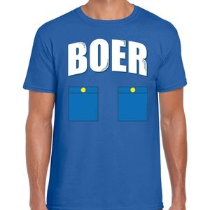 Boer met zakken icoon verkleed t-shirt blauw voor heren - Boeren carnaval / feest shirt kleding / kostuum L