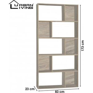 Urban Living - Moderne boekenkast met 5 planken - L 173 x B 83 x D 23  - Vierkante vakken - Beige